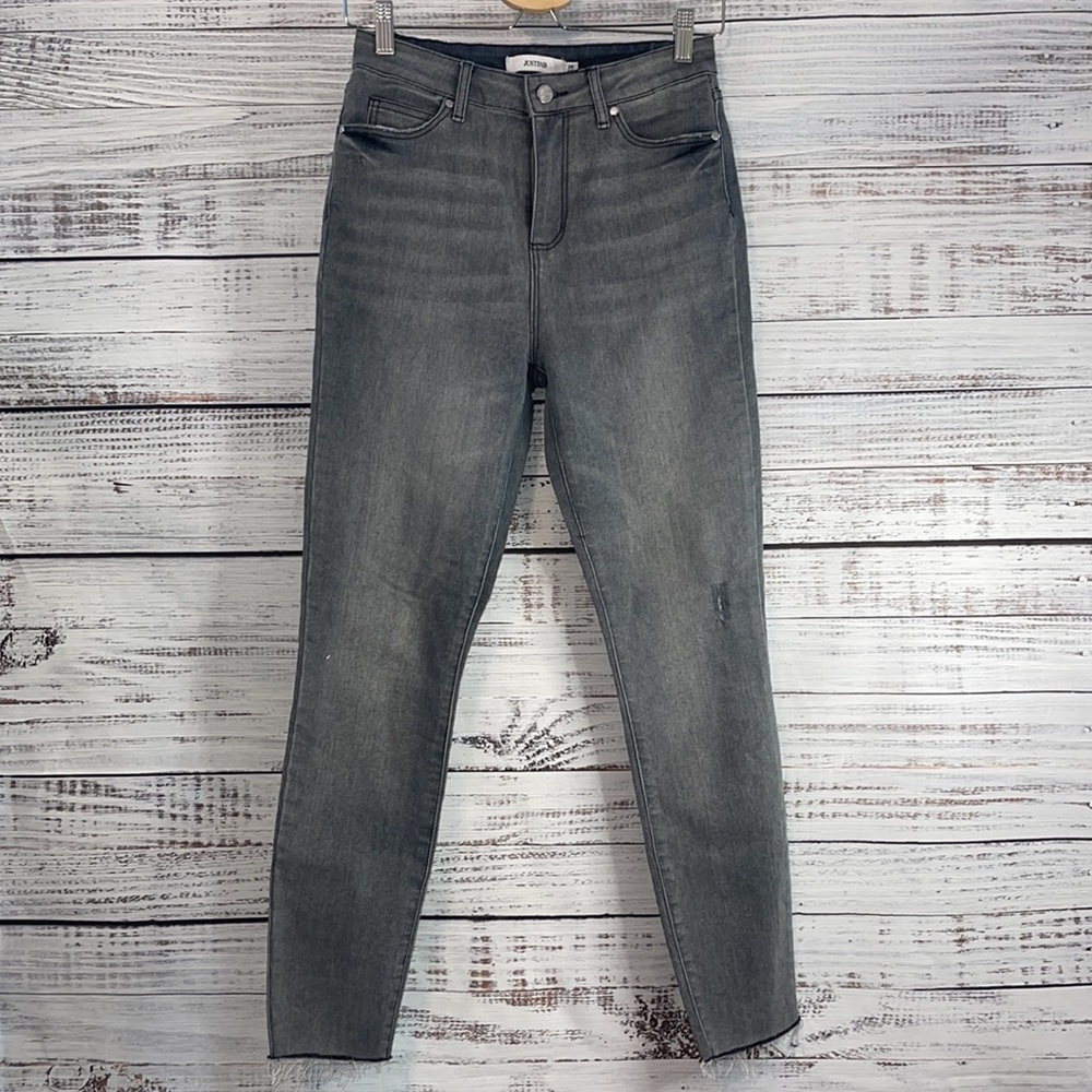 🔥 SALE JustFab High Rise Black Dark Gray Denim Jeans | Size 26" waist
